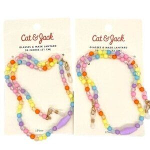 Cat & Jack Kids Rainbow Glasses & Mask Lanyard New X2